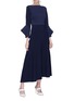 Figure View - Click To Enlarge - ROLAND MOURET - 'Hemmings' flared cuff textured panel dress