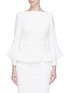 Main View - Click To Enlarge - ROLAND MOURET - 'Richardson' flared cuff textured panel peplum top