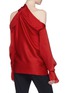 Back View - Click To Enlarge - ROLAND MOURET - 'Driffield' cutout drape silk cold shoulder top