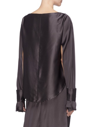 Back View - Click To Enlarge - CHRISTOPHER ESBER - 'Ilona' detachable split cutout sleeve silk satin blouse