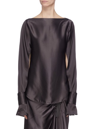 Main View - Click To Enlarge - CHRISTOPHER ESBER - 'Ilona' detachable split cutout sleeve silk satin blouse