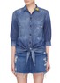 Main View - Click To Enlarge - SANDRINE ROSE - 'The Moss' slogan embroidered tie front denim blouse
