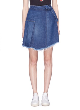 Main View - Click To Enlarge - SANDRINE ROSE - 'The Mae' pleated wrap denim skirt