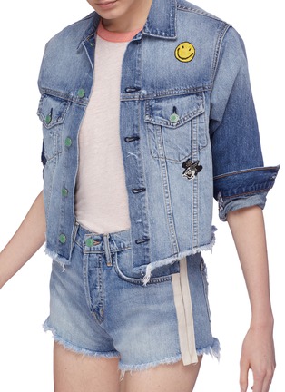 Detail View - Click To Enlarge - SANDRINE ROSE - 'The Marie' graphic embroidered cropped boyfriend denim jacket