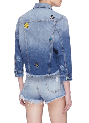 Back View - Click To Enlarge - SANDRINE ROSE - 'The Marie' graphic embroidered cropped boyfriend denim jacket