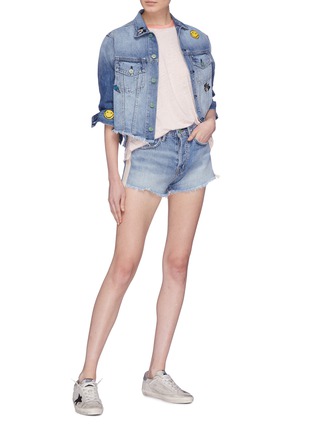 Figure View - Click To Enlarge - SANDRINE ROSE - 'The Marie' graphic embroidered cropped boyfriend denim jacket