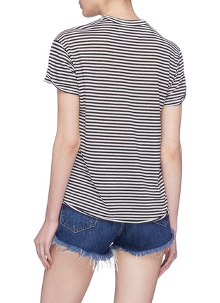 Back View - Click To Enlarge - SANDRINE ROSE - 'The Two Hundred' smiley embroidered stripe T-shirt