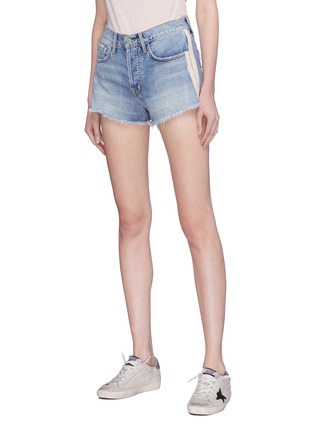 Front View - Click To Enlarge - SANDRINE ROSE - 'The Doll' tuxedo stripe denim shorts