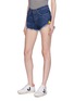 Front View - Click To Enlarge - SANDRINE ROSE - 'The Doll' smiley embroidered denim shorts