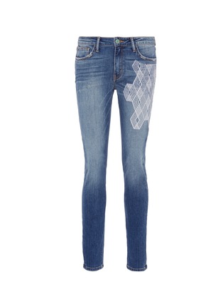 Main View - Click To Enlarge - SANDRINE ROSE - 'The Hyde' geometric embroidered skinny jeans