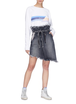 Figure View - Click To Enlarge - 72877 - 'Mary' paperbag asymmetric belted denim skirt