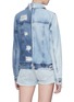 Back View - Click To Enlarge - 72877 - 'Steppe' faux pearl colourblock ripped denim jacket
