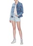 Figure View - Click To Enlarge - 72877 - 'Steppe' faux pearl colourblock ripped denim jacket