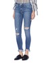 Front View - Click To Enlarge - FRAME - 'Le Skinny de Jeanne' shredded cuff jeans