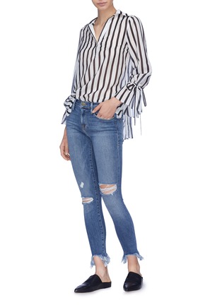 Figure View - Click To Enlarge - FRAME - 'Le Skinny de Jeanne' shredded cuff jeans