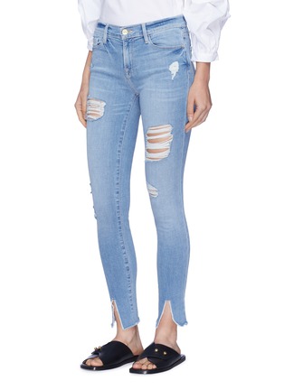 Front View - Click To Enlarge - FRAME - 'Le Skinny de Jeanne' split cuff ripped jeans