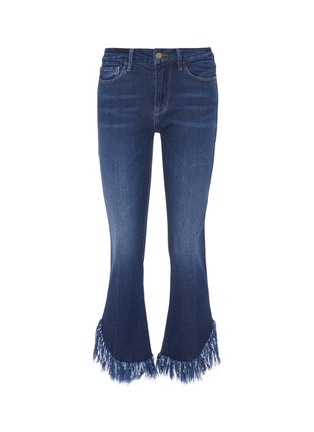 Main View - Click To Enlarge - FRAME - 'Le Crop Mini Boot' shredded cuff flared jeans