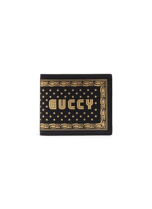 Main View - Click To Enlarge - GUCCI - 'Guccy' logo print bi-fold leather wallet