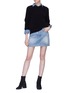 Figure View - Click To Enlarge - FRAME - 'Le Mini' star print stud denim skirt