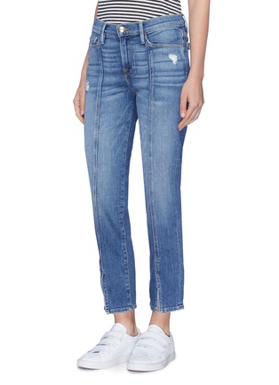 Front View - Click To Enlarge - FRAME - 'Le Nouveau Straight' center seam felt split cuff jeans