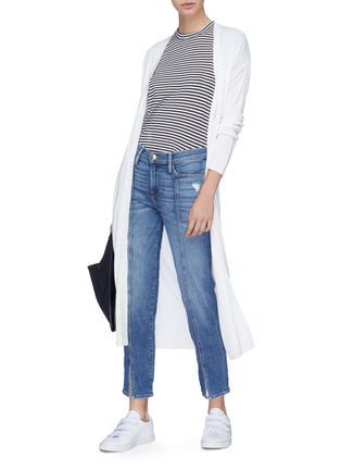 Figure View - Click To Enlarge - FRAME - 'Le Nouveau Straight' center seam felt split cuff jeans