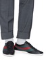 Figure View - Click To Enlarge - GUCCI - 'Falacer' Web stripe leather sneakers