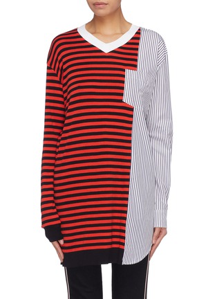 Main View - Click To Enlarge - SONIA RYKIEL - Patch pocket shirt panel stripe top