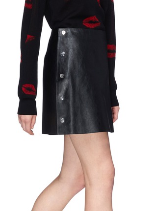 Detail View - Click To Enlarge - SONIA RYKIEL - Snap button outseam lambskin leather skirt