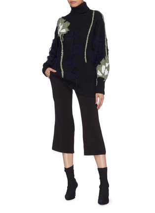Figure View - Click To Enlarge - SONIA RYKIEL - Floral reverse intarsia turtleneck sweater