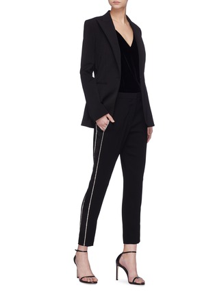 Figure View - Click To Enlarge - SONIA RYKIEL - Strass stripe outseam crepe pants