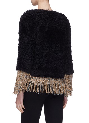 Back View - Click To Enlarge - SONIA RYKIEL - Fringe hem tweed faux fur jacket