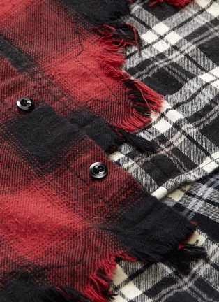  - R13 - Frayed hem colourblock patchwork check plaid flannel shirt