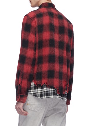 Back View - Click To Enlarge - R13 - Frayed hem colourblock patchwork check plaid flannel shirt