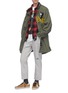 Figure View - Click To Enlarge - R13 - Frayed hem colourblock patchwork check plaid flannel shirt