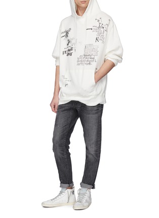 Figure View - Click To Enlarge - R13 - 'Doodle' mix print oversized hoodie
