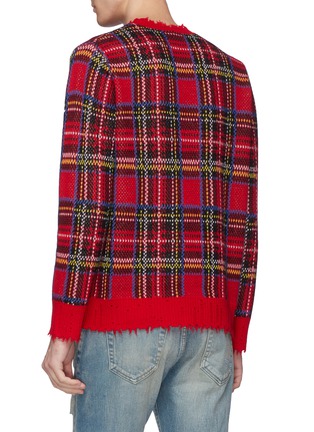 Back View - Click To Enlarge - R13 - Distressed tartan plaid cashmere sweater