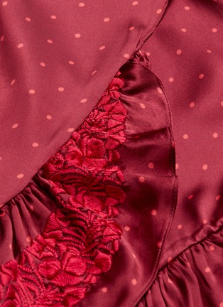 Detail View - Click To Enlarge - FIGUE - 'Aurora' floral embroidered ruffle polka dot wrap skirt