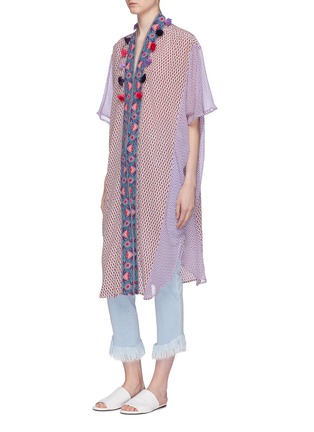 Detail View - Click To Enlarge - FIGUE - 'Katia' belted mix print tassel silk kimono