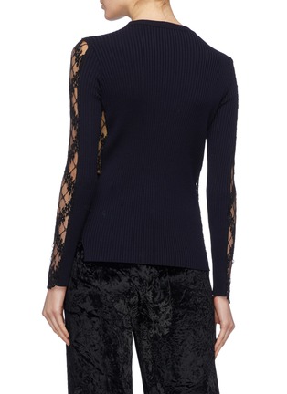 Back View - Click To Enlarge - 10391 - Lace panel rib knit sweater