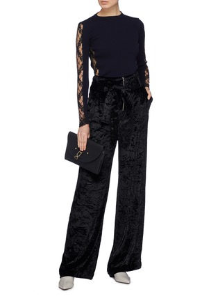 Figure View - Click To Enlarge - 10391 - Lace panel rib knit sweater