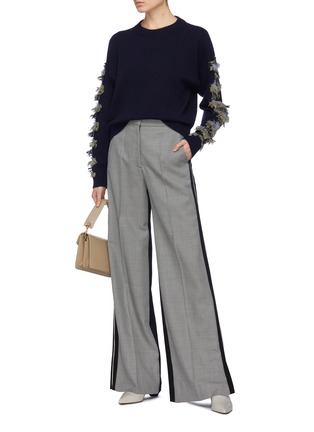 Figure View - Click To Enlarge - 10391 - Frayed sleeve cashmere-wool blend sweater