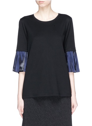 Main View - Click To Enlarge - 73182 - 'Tate' contrast silk pleated cuff T-shirt