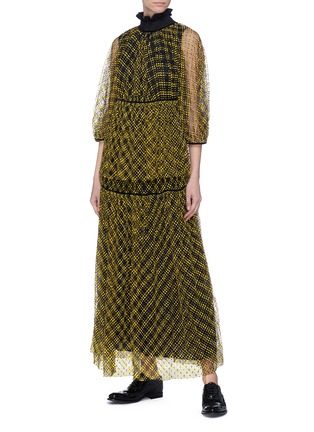 Figure View - Click To Enlarge - CECILIE BAHNSEN - 'Netti' tie back ruffle high neck dress