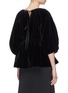 Back View - Click To Enlarge - CECILIE BAHNSEN - 'Amo' tie back puff sleeve velvet peplum top