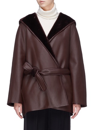 Main View - Click To Enlarge - THE ROW - 'Sternley' belted hooded shearling jacket