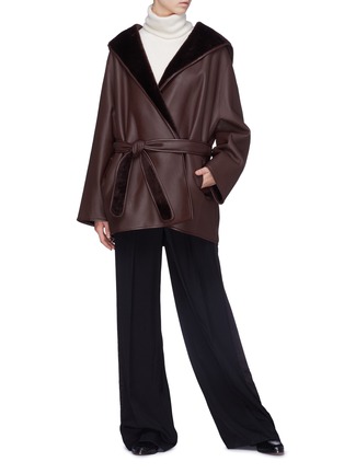 Figure View - Click To Enlarge - THE ROW - 'Sternley' belted hooded shearling jacket