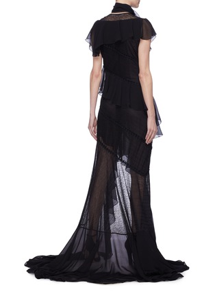 Back View - Click To Enlarge - PHILOSOPHY DI LORENZO SERAFINI - Sash tie neck ruffle tiered high-low dress