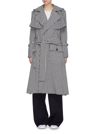 Main View - Click To Enlarge - MAGGIE MARILYN - 'Be Strong and Courageous' herringbone panel check trench coat