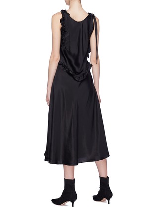 Back View - Click To Enlarge - MAGGIE MARILYN - 'You're the One' ruffle tie shoulder silk dress