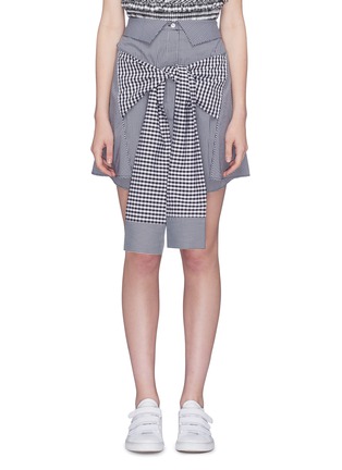 Main View - Click To Enlarge - MAGGIE MARILYN - 'Crowd Pleaser' sleeve tie gingham check mini skirt